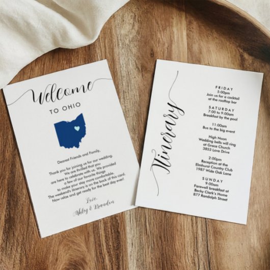 Any Color Ohioの結婚Welcome Letter & Itinerary