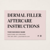 Any Color Pink Dermal Fillerアフターケアアドバイスカード (正面)