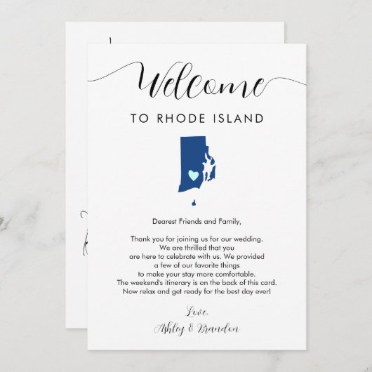 Any Color Rhode Islandの結婚ウェルカム旅程 (正面/裏面)