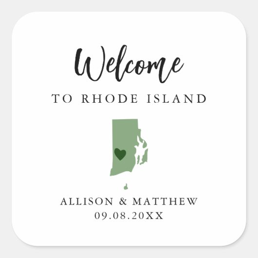 Any Color Rhode Island'結婚s Welcomeバッグ スクエアシール (正面)