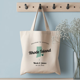 Any Color Rhode Island Map結婚's Welcomeバッグ, トートバッグ