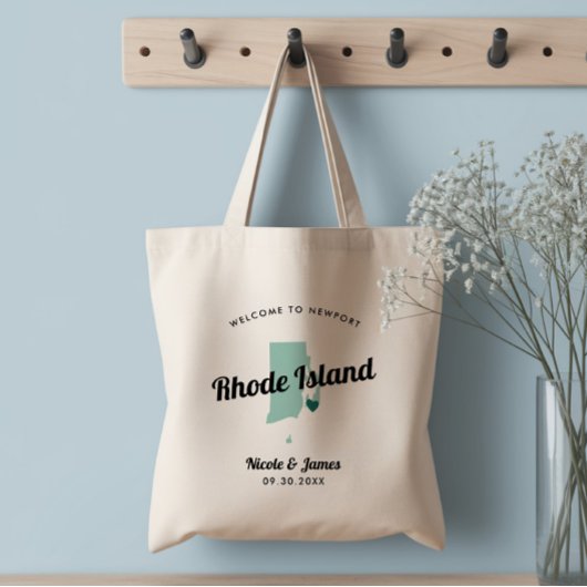 Any Color Rhode Island Map結婚's Welcomeバッグ, トートバッグ