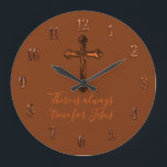 Any Color Rust Cross Jesus is always the answer ラージ壁時計<br><div class="desc">Any Color Rust Cross Jesus is always the answer Designed by Carrie Fink. Printed and shipped by Zazzle or their partners.</div>