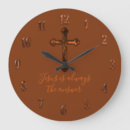 Any Color Rust Cross Jesus is always the answer ラージ壁時計