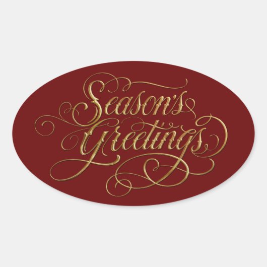 Any Color Season's Greetings金ゴールドシール 楕円形シール (正面)