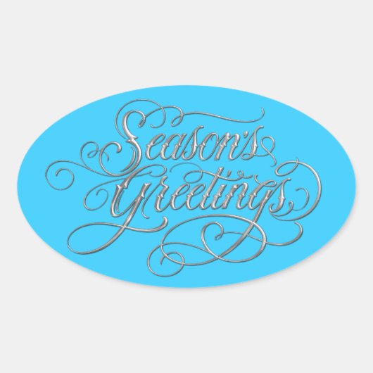 Any Color Season's Greetings Silverステッカー 楕円形シール (正面)