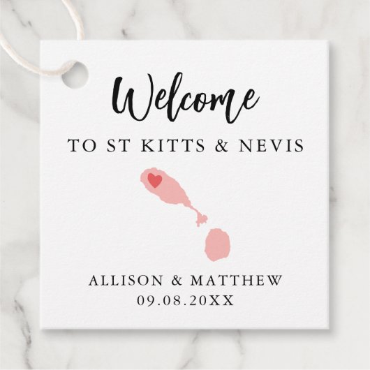 Any Color St. Kitts & Nevisのウェルカム結婚バッグ フェイバータグ (正面)