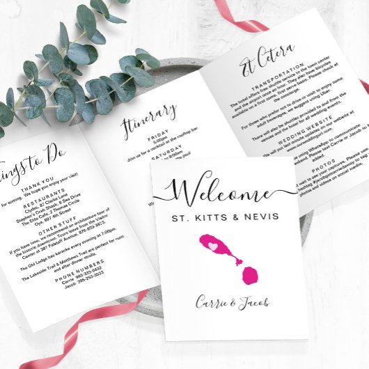 Any Color St. Kitts & Nevisの結婚Welcome Letter 三つ折りプログラム