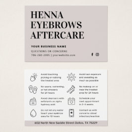 Any Color Tint Henna Brows Aftercare Cardアドバイス