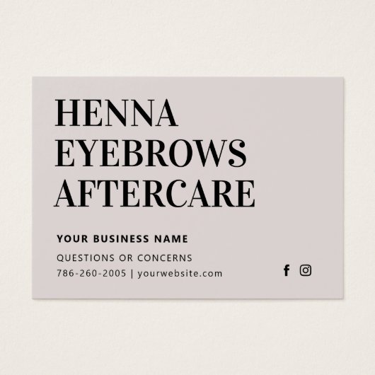 Any Color Tint Henna Brows Aftercare Cardアドバイス (正面)