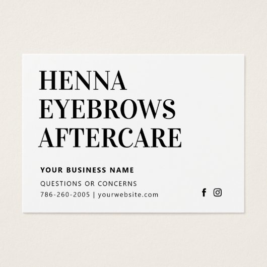 Any Color Tint Henna Brows Aftercare Cardアドバイス (正面)
