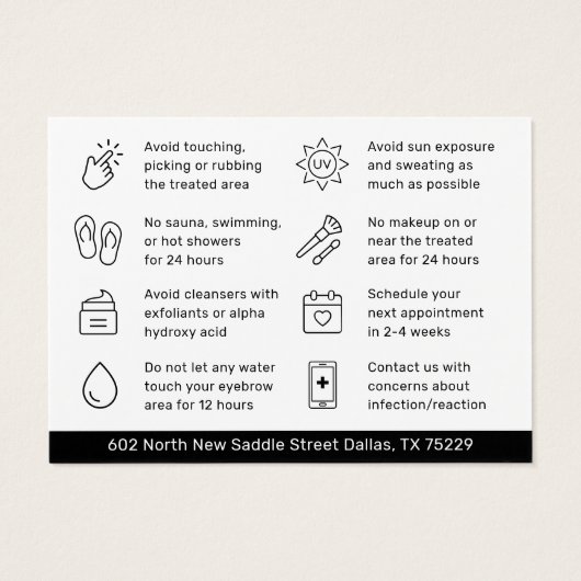 Any Color Tint Henna Brows Aftercare Cardアドバイス (裏面)