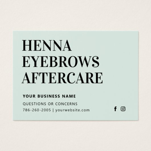 Any Color Tint Henna Brows Aftercare Cardアドバイス (正面)
