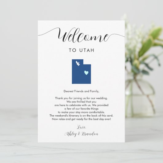 Any Color Utahの結婚Welcome Letter & Itinerary (スタンド正面)