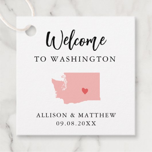 Any Color Washington州結婚の歓迎バッグ フェイバータグ (正面)