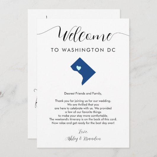 Any Color Washington DC'結婚s Welcomeの日程 (正面/裏面)