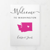 Any Color Washington Mapの結婚ようこそ旅程 三つ折りプログラム (カバー)