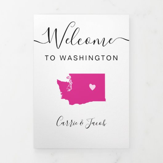 Any Color Washington Mapの結婚ようこそ旅程 三つ折りプログラム (カバー)