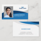 Any Color Wave モダン Photoエレガントロゴテンプレート 名刺 (正面/裏面)