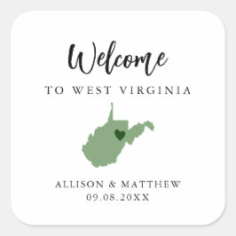 Any Color West Virginia州結婚の歓迎バッグ スクエアシール