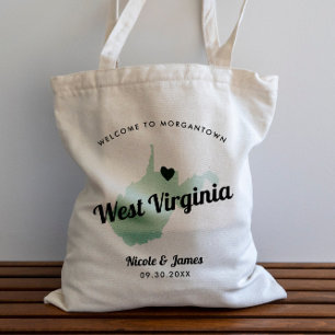 Any Color West Virginia Map結婚's Welcomeバッグ, トートバッグ