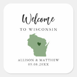 Any Color Wisconsin州結婚の歓迎バッグ スクエアシール
