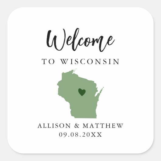 Any Color Wisconsin州結婚の歓迎バッグ スクエアシール (正面)