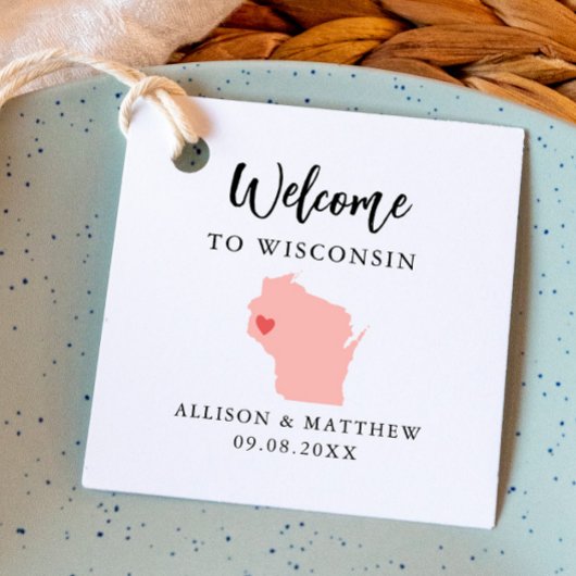 Any Color Wisconsin州結婚の歓迎バッグ フェイバータグ