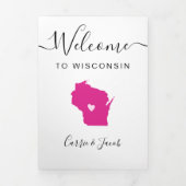 Any Color Wisconsin Mapの結婚ウェルカム旅程 三つ折りプログラム (カバー)