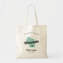 Any Color Wisconsin Map結婚's Welcomeバッグトート,
