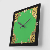 Any Color with Black Art Deco Gold Design スクエア壁時計 (傾斜)