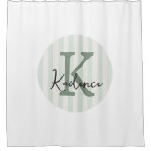 Any Colors Custom Striped Circle Monogram シャワーカーテン (正面)