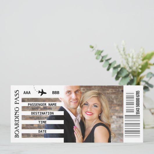 ANY destination boarding pass getaway DIY写真 招待状 (スタンド正面)