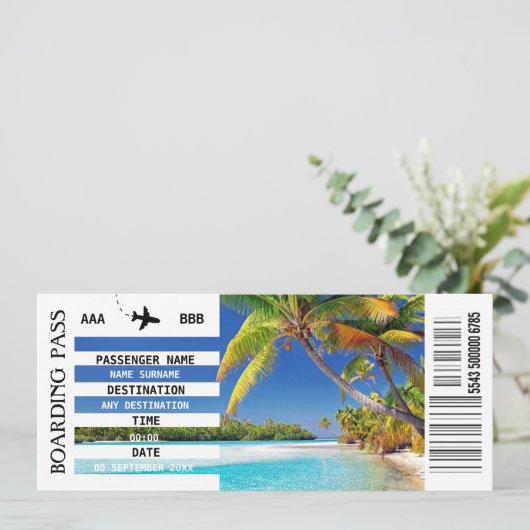 ANY destination DIY photo boarding pass getaway 招待状 (スタンド正面)