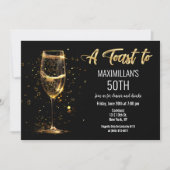 Any Event ブラック & ゴールド ワイン グラス 招待状 (正面)