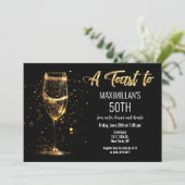 Any Event ブラック & ゴールド ワイン グラス 招待状 (スタンド正面)