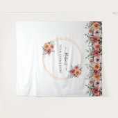 Any Event, ブラッシュ ピーチ ミント フラワーフォトバックドロップ タペストリー (正面(横))