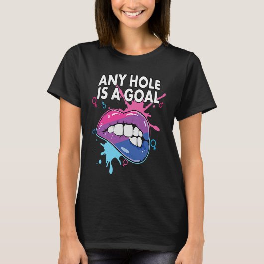 Any Hole Is A Goal Bisexual Rainbow Pride Bisexual Tシャツ (正面)