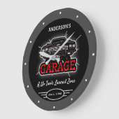 Any Name Garage Gare Car Since Date Gray Black ラージ壁時計 (傾斜)