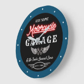 Any Name Red Faux Neon Garage Date Blue Black ラージ壁時計 (傾斜)