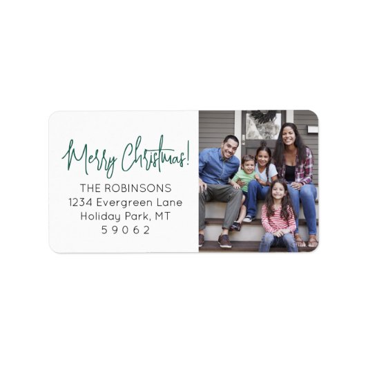 Any Script Christmas Photo Green差出人住所 ラベル (正面)