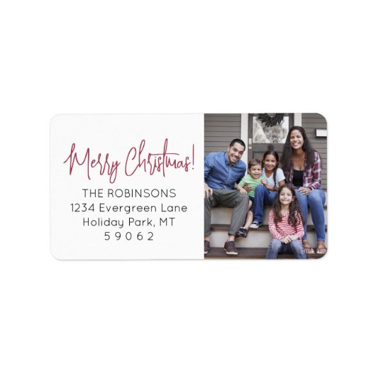 Any Script Christmas Photo Red差出人住所 ラベル (正面)