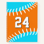 ANY team colors baseball softball w jersey number ノートブック (正面)