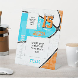 ANY team colors basketball team + athlete photo 台座サイン