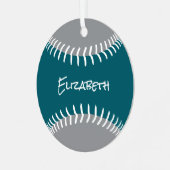 ANY team colors softball baseball keepsake メタルオーナメント (正面左)