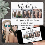 Any Text Funny Maid of Honor / Bridesmaid Proposal 招待状<br><div class="desc">A thoughtful way to ask your friend to share your special day is to give her a stylish customized photo collage gift she can save as a keepsake. This chic modern proposal invitation card is an elegant way to say "will you be my maid of honor / bridesmaid?" All pictures...</div>