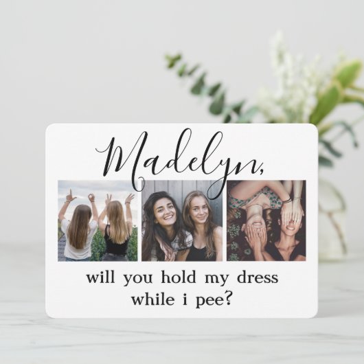 Any Text Funny Maid of Honor / Bridesmaid Proposal 招待状 (スタンド正面)