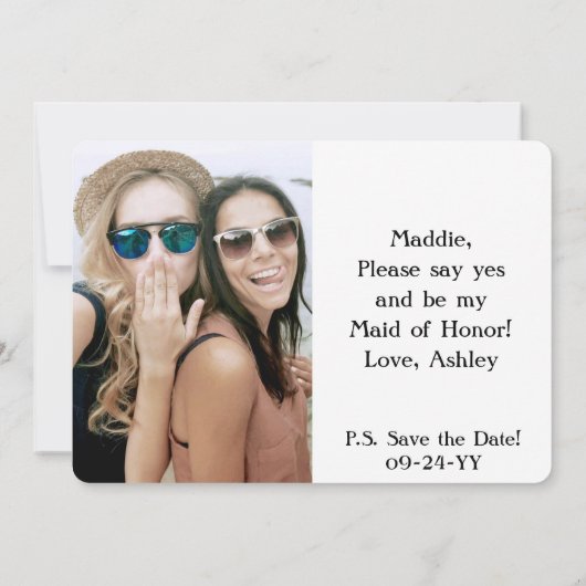 Any Text Funny Maid of Honor / Bridesmaid Proposal 招待状 (裏面)