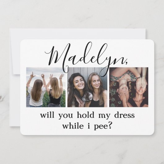 Any Text Funny Maid of Honor / Bridesmaid Proposal 招待状 (正面)