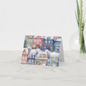 Any Text Snowy Homes Holiday Card シーズンカード (正面)